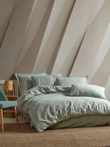 Lenjerie de pat dubla, L'essentiel Maison, Jasmin, Verde