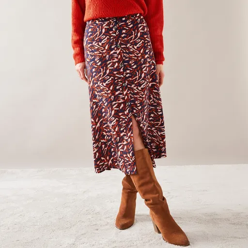 Fustă cu nasturi și imprimeu pentru siluetă mică