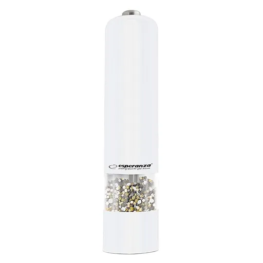 Rasnita electrica pentru piper Esperanza Malabar EKP001W, LED, 1 Buton, Alb