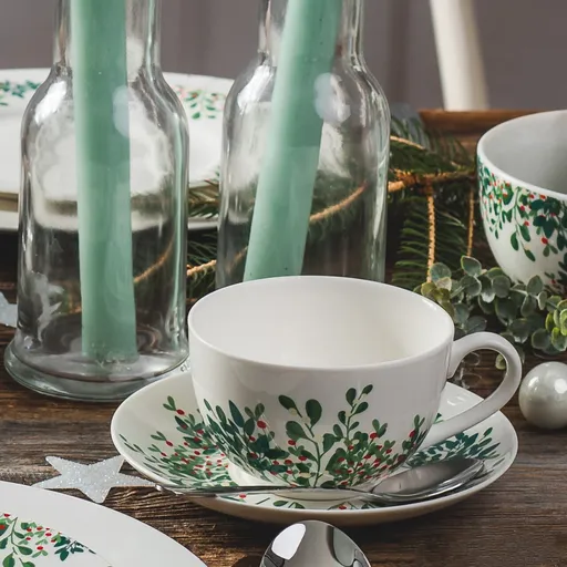 Set cafea 12 piese Greenery, Ambition, 220 ml, portelan, verde