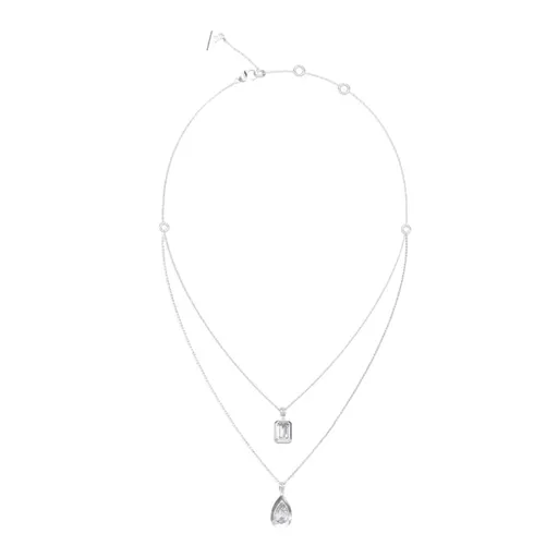 Guess Colier dublu din oțel cu zircon cubic 4G Light JUBN05242JWRHT/U