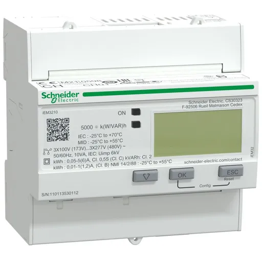 Contor energie JT conectare indirecta, 5A / class 0,5S, pack.mas.basic, puls, MID, transformator, puls Schneider A9MEM3210