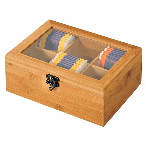 Kesper 58902 Organizator pentru ceai din bambus, 6compartimente, 21,5 x 15 x 8,5 cm