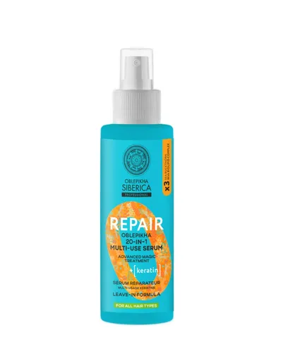 Natura Siberica Ser multifuncțional pentru păr, îmbogățit cu keratină Oblepikha Siberica (Multi-Use Serum) 200 ml