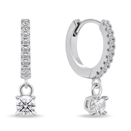 Brilio Silver Cercei rotunzi strălucitori cu pietre de zircon EA882W