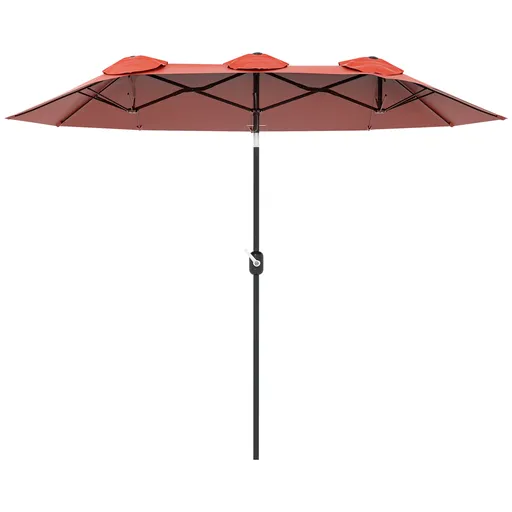 Outsunny Umbrela de soare de gradina basculabila dubla cu deschidere cu manivela, 295x152x222cm, rosu | Aosom Romania