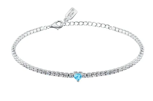 La Petite Story Brățară de tenis din argint cu inimă albastră LPS05AWV44