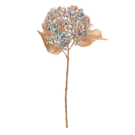 Hortensie artificială tăiată, floare multicoloră,aurie, 60 cm, auriu