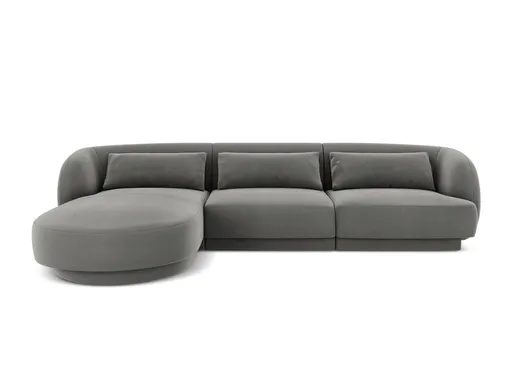 Coltar stanga 4 locuri, Tulum, Cosmopolitan Design, 255x156x70 cm, catifea, gri deschis