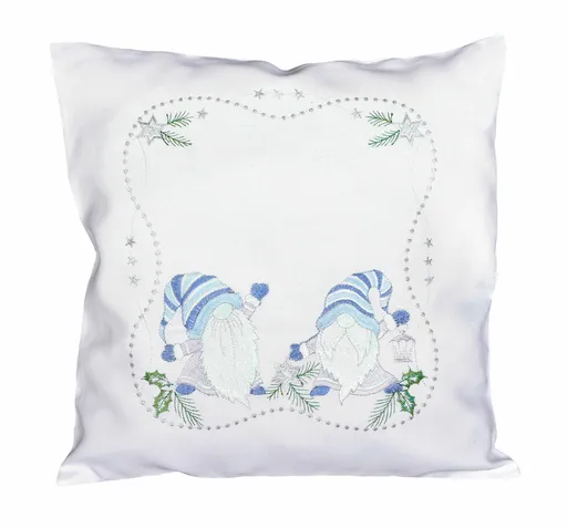 Față de pernă Crăciun spiriduș albastru , 40 x 40 cm