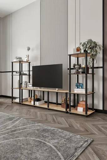 Comoda TV, Hanah Home, Grand, 188x106x34 cm, MDF , Stejar