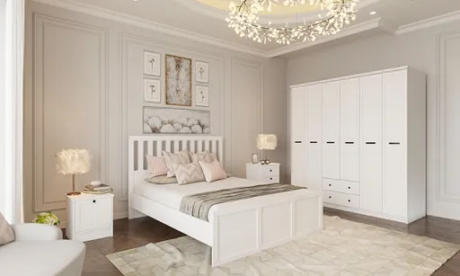 Set dormitor pentru copii, Hanah Home, Rb-168-01-006-01, Alb mat