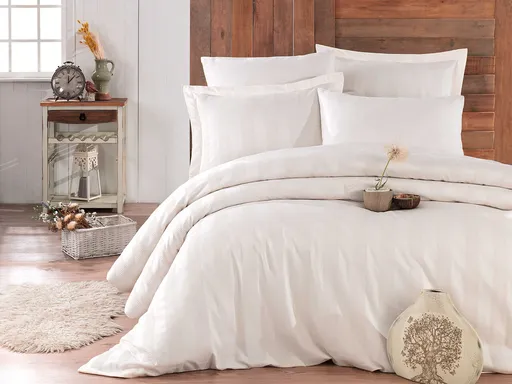 Set cuverturi duble din satin Wafel, L'essentiel Maison, Wafel, Crem