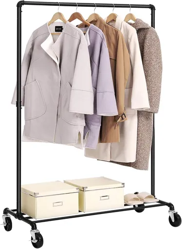 Suport mobil pentru umerase, Songmics, 100x49x163 cm, max 90 kg, otel, negru