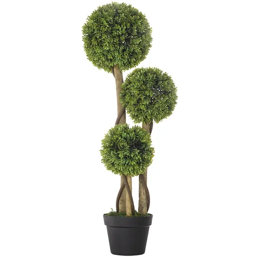 HOMCOM Plante Artificiale Decorative Buxus, Planță Sferică în Ghiveci, Plante Artificiale pentru Decor de Interior și Exterior, 90cm | Aosom Romania