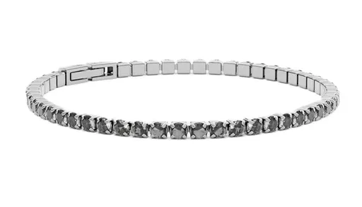 Furiosa Brățară de tenis cu cristale gri Swarovski SB-MIDNIGHTTENNIS-S 16 cm