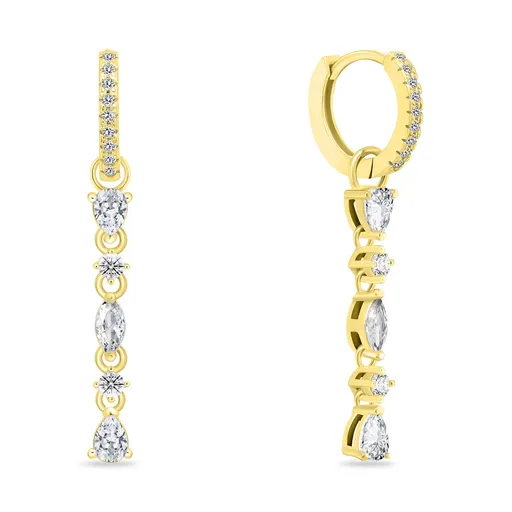 Brilio Silver Cercei eleganți placați cu aur 2în1 cu zirconi EA995Y