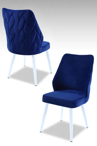 Set scaune 2 piese, Hanah Home, Pufi, PAL, Sax Albastru / Alb