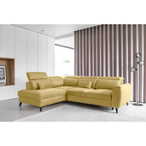Coltar extensibil stanga 4 locuri ELTAP, LT-45SAV, Noble, 255x201x100 cm, lemn/poliester, galben