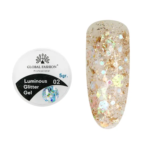 Gel Luminous Glitter Hexagon 5g, Nr. 02, TPO Free