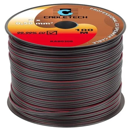 Cablu pentru difuzor, negru, cupru, 2 x 0.5 mm2 Rola 100m KAB0306