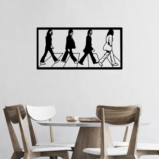 Decoratiune de perete, The Beatles, Dimensiune: 80 x 39 cm, Negru