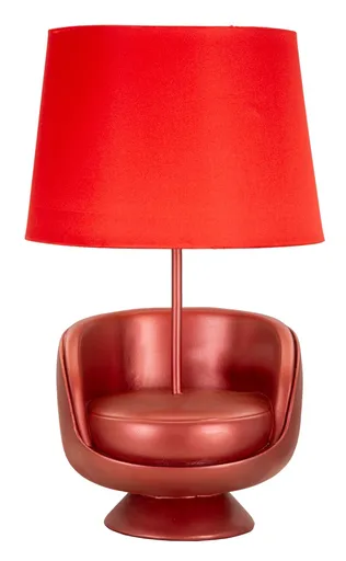 Lampa de masa Midcentury, Mauro Ferretti, 1 x E27, 40W, 26x43 cm, polirasina/fier, rosu