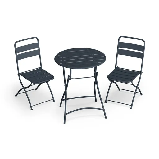 Blumfeldt Set de grădină RetroChic, 1 masă + 2 scaune, 60 cm, pliabil, acoperit, rezistent la intemperii