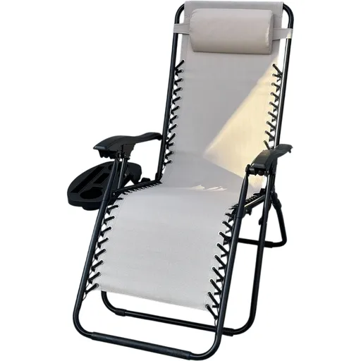 Scaun de relaxare pentru grădină cu suport pentrupicioare Regina, bej, bej