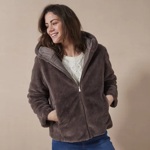 Jachetă reversibilă matlasată din blană artificială