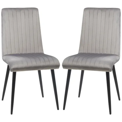 HOMCOM Set 2 Scaune Elegante pentru Dining, Catifea Gri și Picioare din Oțel, Confortabile, Suportă până la 120kg | Aosom Romania