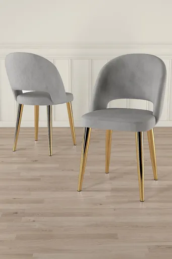 Set scaune 4 piese, Hanah Home, Pane, Gri / Auriu