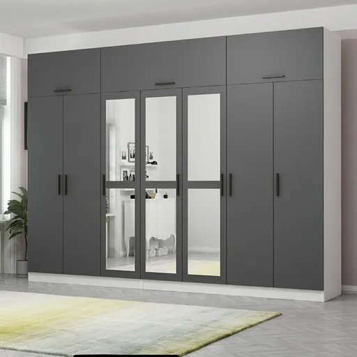 Dulap pentru haine, Hanah Home, Kale, 315x255x52 cm, Antracit/Alb