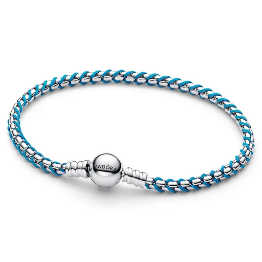 Pandora Brățară din argint pentru pandantive cu șiret turcoaz Moments 593816C01 16 cm