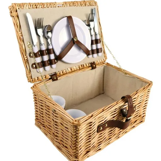 Coș de picnic Arôme pentru 4 persoane Natur, 40 x 28 x 20 cm