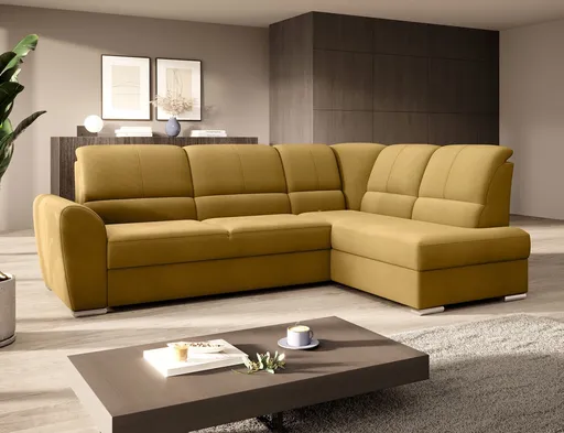 Coltar extensibil dreapta 3 locuri ELTAP, RT-45NU, Siber, 270x186x93 cm, lemn/poliester, mustar