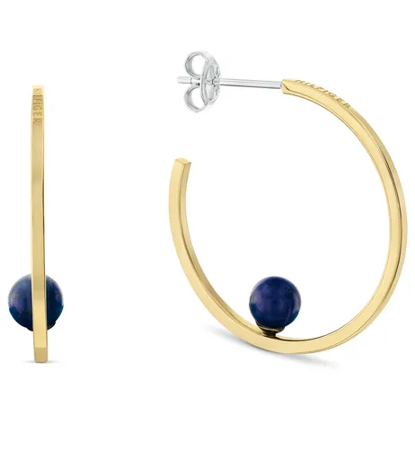 Tommy Hilfiger Cercei cercuri placați cu aur cu lazurit Semi-Precious Beads 2780966