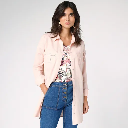 Cămașă lungă de culoare solidă