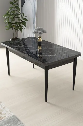 Masa, Hanah Home, Nil, 110x76x71 cm, Marmură neagră / Negru