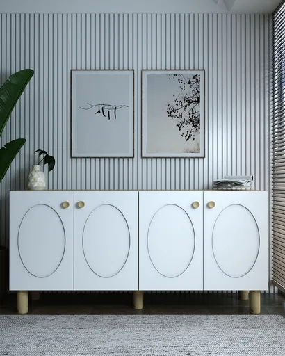 Consola, Hanah Home, Nef, 150x75x32 cm, PAL , Maro, Alb