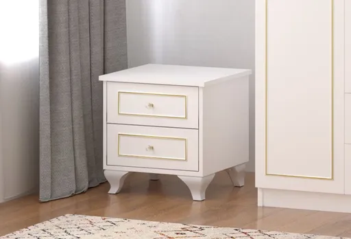 Noptiera, Hanah Home, Rb-090, 45x45x40 cm, Alb mat