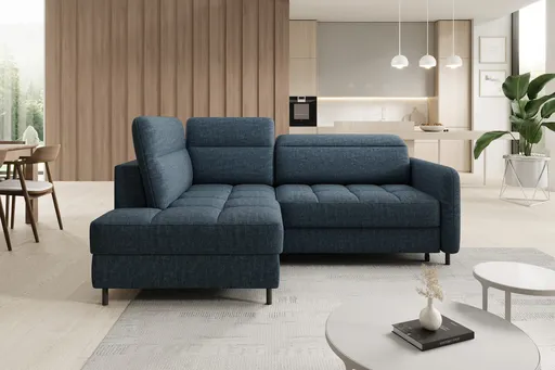 Coltar extensibil stanga 3 locuri ELTAP, LT-40MAN, Barea, 208x160x100 cm, lemn/poliester, albastru inchis