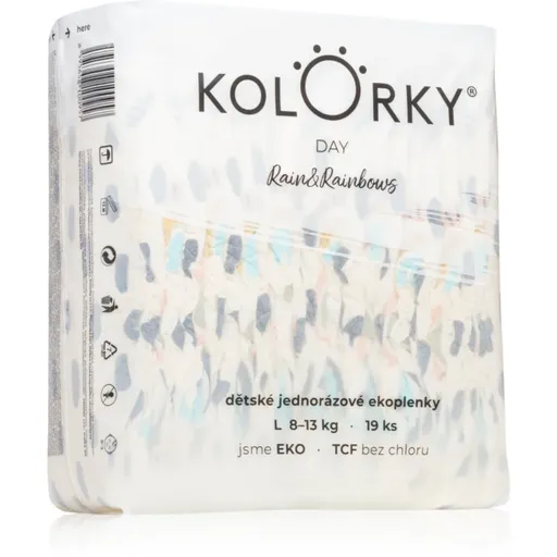 Kolorky Day Rain&Rainbow scutece ECO de unică folosință marimea L 8-13 Kg 19 buc