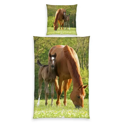 Lenjerie de pat din bumbac pentru copii Herding Horse, 135 x 200 cm, 80 x 80 cm