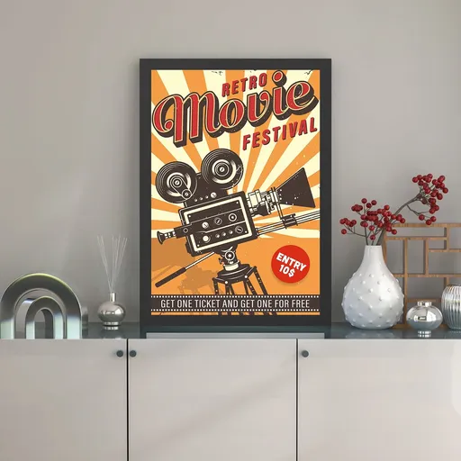 Tablou decorativ, Retro Movie Festival (40 x 55), Polistiren, Multicolor