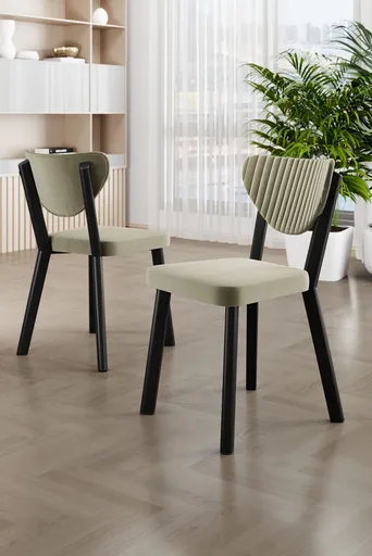 Set scaune 6 piese, Hanah Home, Arfe, Crem/Negru