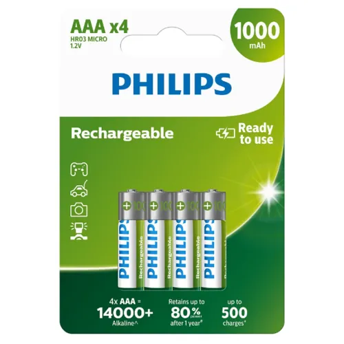 Baterii reîncărcabile Philips AAA 1,2 V, 4 buc