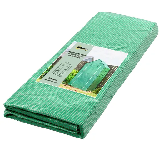 Outsunny Husa de Rezerva PE pentru Sera Tunel 143x70x190cm cu Usa Rulabila Ferestre Plasa Verde | Aosom Romania