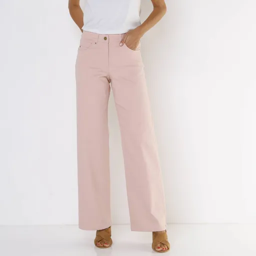 Pantaloni largi din twill cu 5 buzunare