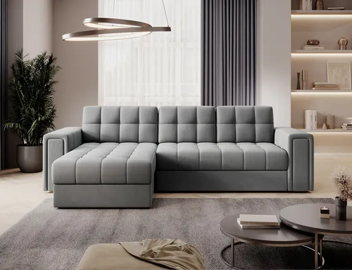 Coltar extensibil reversibil 3 locuri ELTAP, Blenvi, 260x150x82 cm, lemn/poliester, gri